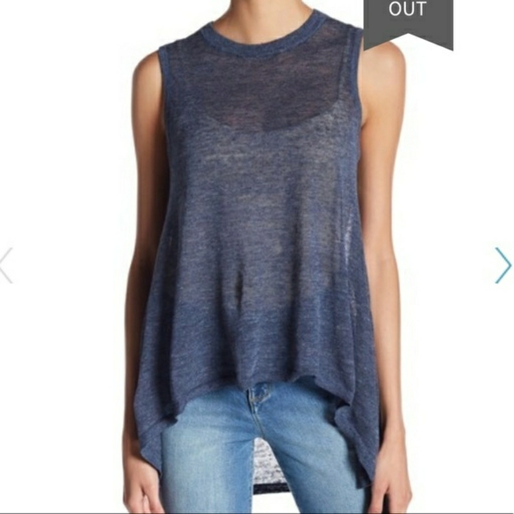 Alice&Olivia, Jamika Linen Blend Hi-Lo Tank, S